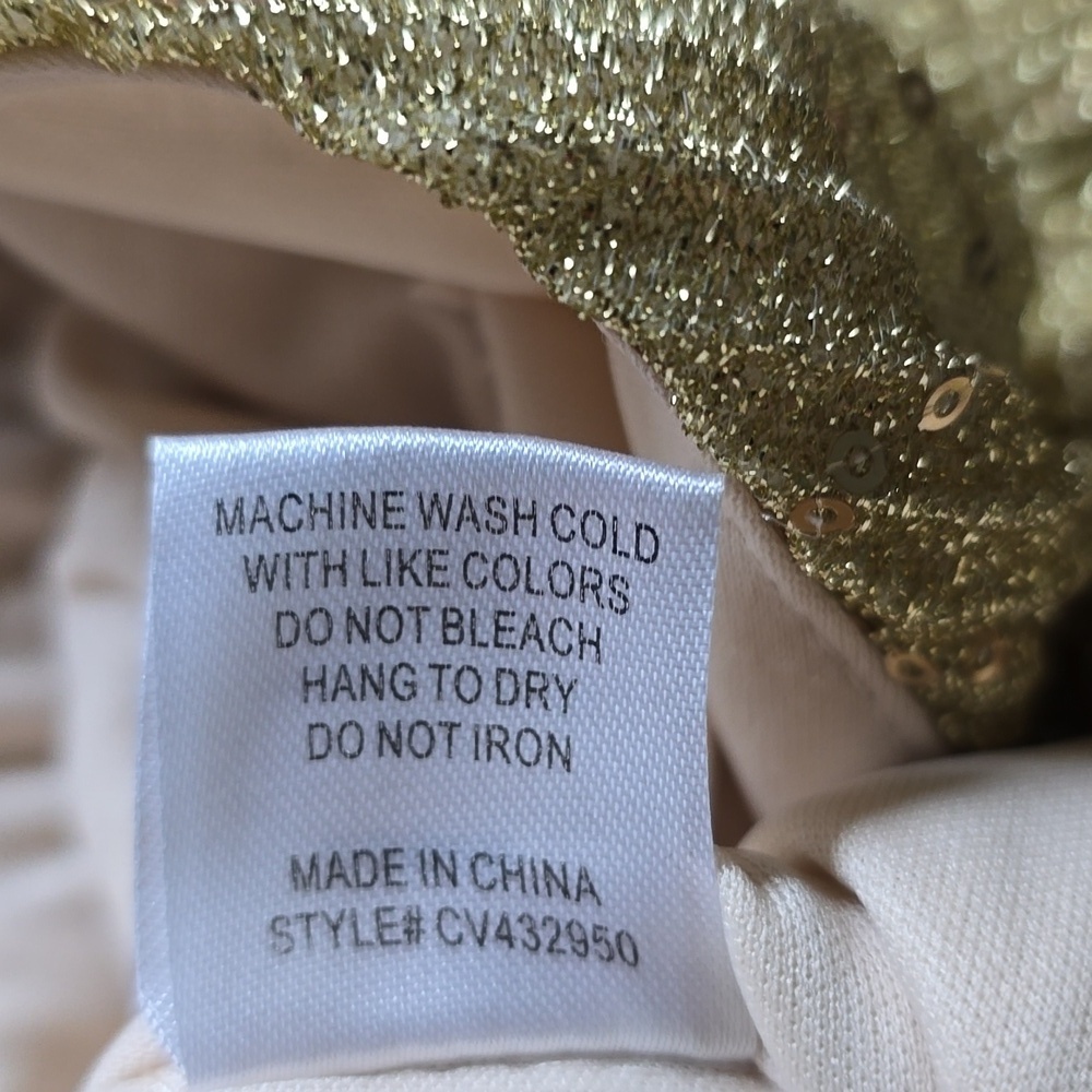 Chelsea & Violet Gold Short Puff Sleeve Sequin Embellished Jumper Medium - Picture 15 of 16